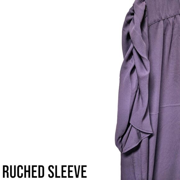 TORRID Plus Size Harper Georgette Sassafras Ruched Short Sleeve Blouse - Picture 8 of 16